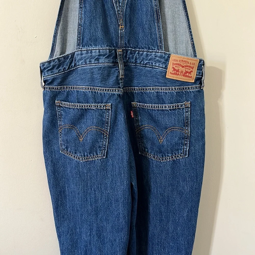 Levi's Original Skinny Medium Wash 100% Cotton Overalls Size Large - Picture 10 of 12